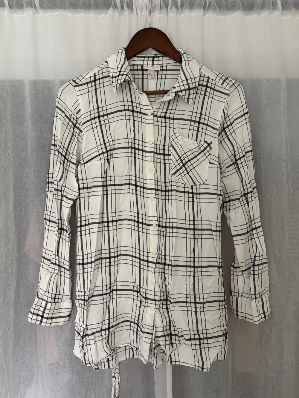 Isabel Maternity by Ingrid & Isabel White and Black Plaid Maternity Button-Down
